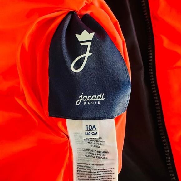 Jacadi Boys Reversible Puffer Vest Size 10 Navy / Blaze Orange Winter Snow Ski - Picture 4 of 5